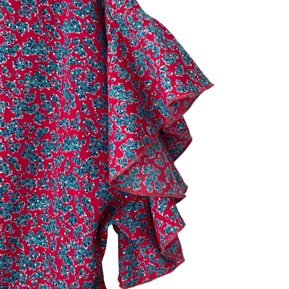 Sabina Musayev Liri Pink Ruffle Mini Dress Metallic Silver Dot Small no belt - Picture 3 of 8